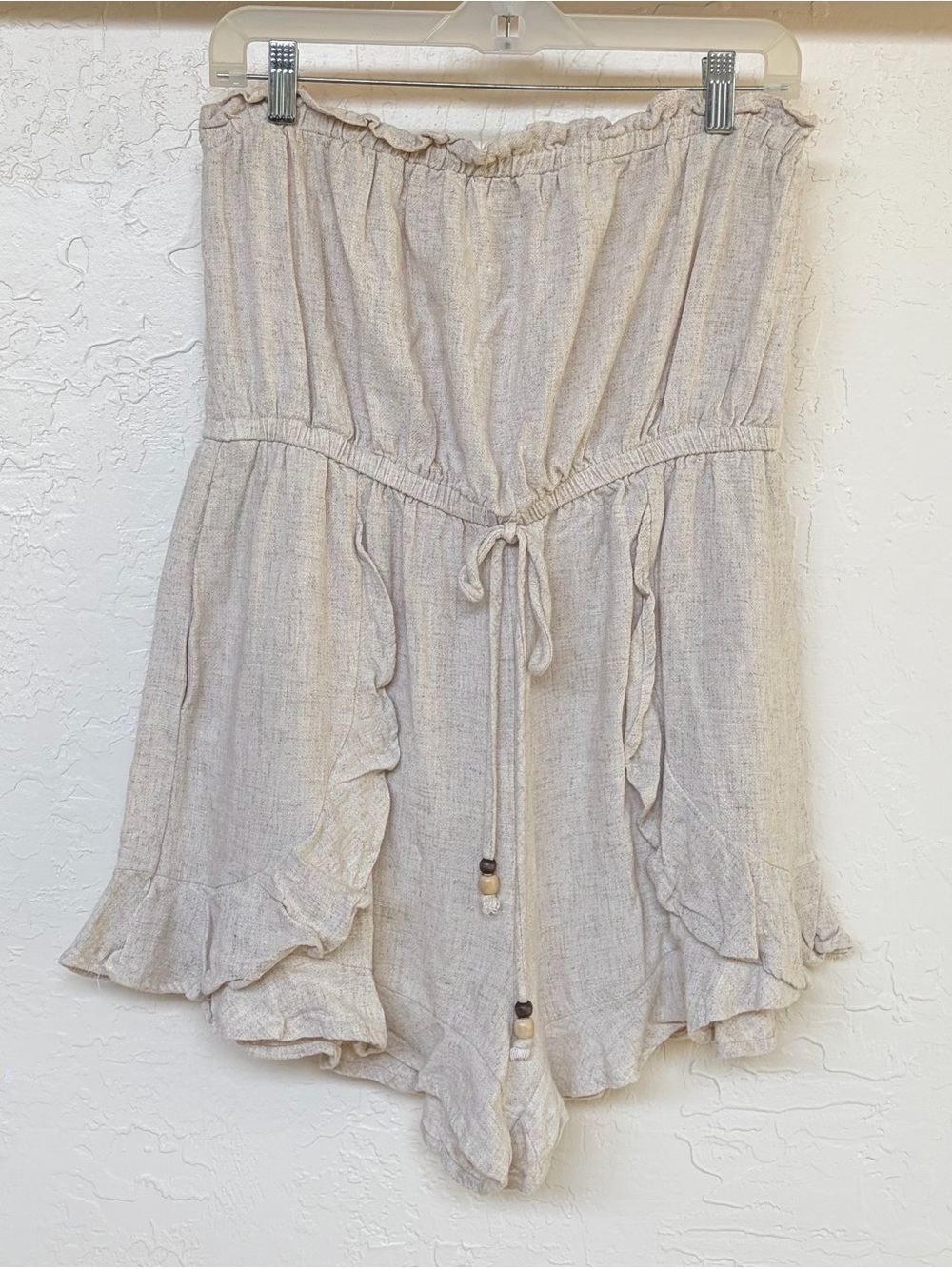 Strapless Ruffle Tie-Waist Romper